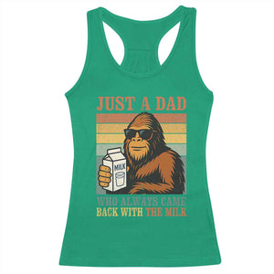 Funny Bigfoot Dad Racerback Tank Top Just A Dad Who Always Came Back With The Milk Retro Father's Day TS02 Irish Green Print Your Wear