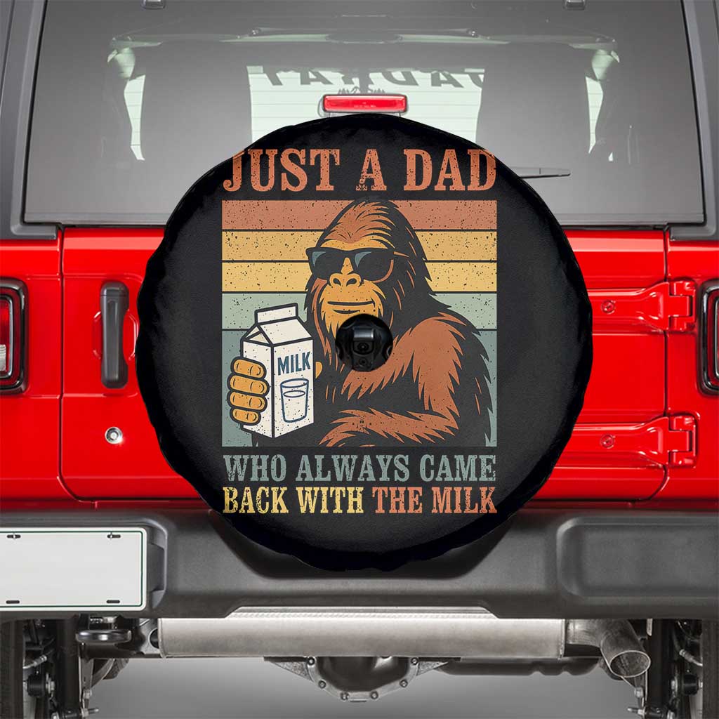 Funny Bigfoot Dad Spare Tire Cover Just A Dad Who Always Came Back With The Milk Retro Father's Day TS02 Black Print Your Wear