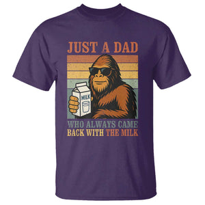 Funny Bigfoot Dad T Shirt Just A Dad Who Always Came Back With The Milk Retro Father's Day TS02 Purple Print Your Wear