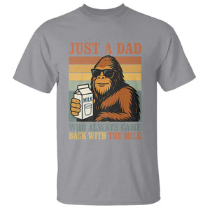 Funny Bigfoot Dad T Shirt Just A Dad Who Always Came Back With The Milk Retro Father's Day TS02 Sport Gray Print Your Wear