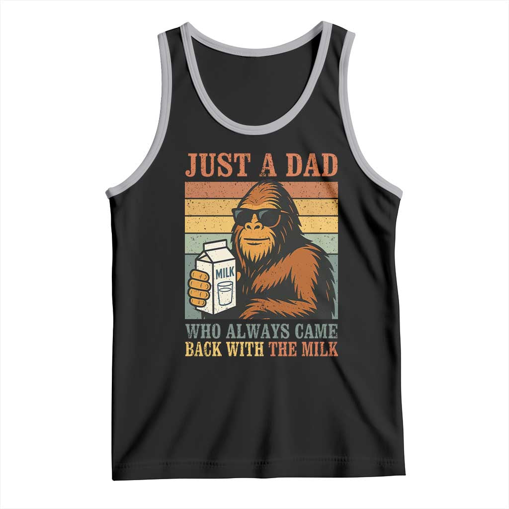 Funny Bigfoot Dad Tank Top Just A Dad Who Always Came Back With The Milk Retro Father's Day TS02 Black Athletic Heather Print Your Wear