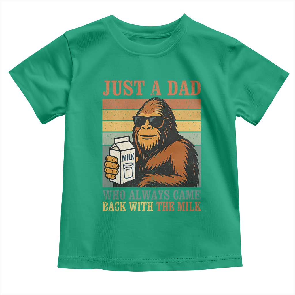 Funny Bigfoot Dad Toddler T Shirt Just A Dad Who Always Came Back With The Milk Retro Father's Day TS02 Irish Green Print Your Wear