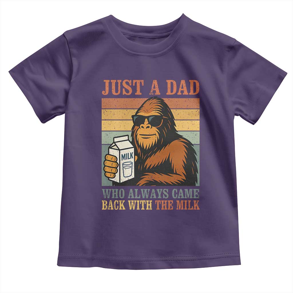 Funny Bigfoot Dad Toddler T Shirt Just A Dad Who Always Came Back With The Milk Retro Father's Day TS02 Purple Print Your Wear