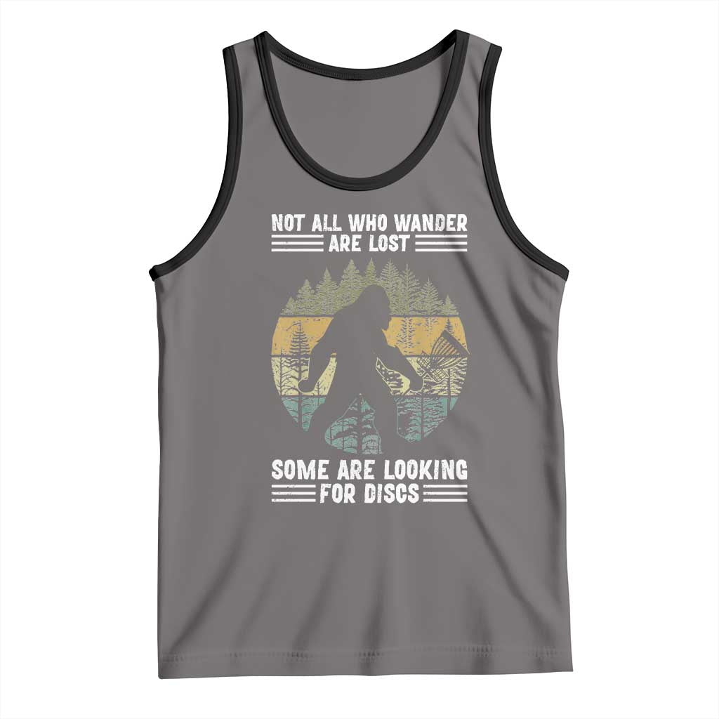 Funny Bigfoot Disc Golf Tank Top Not All Who Wander Are Lost Sasquatch Lovers TS10 Deep Heather Black Print Your Wear