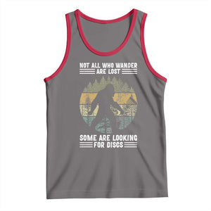 Funny Bigfoot Disc Golf Tank Top Not All Who Wander Are Lost Sasquatch Lovers TS10 Deep Heather Red Print Your Wear