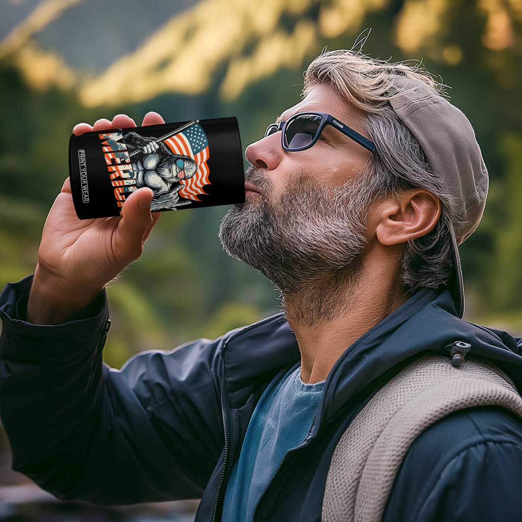 Funny Bigfoot Merica 4th Of July 4 in 1 Can Cooler Tumbler American Flag Patriotic Sasquatch TS11 Print Your Wear