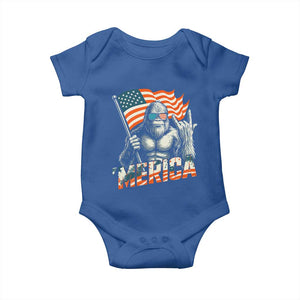 Funny Bigfoot Merica 4th Of July Baby Onesie American Flag Patriotic Sasquatch TS11 Royal Blue Print Your Wear
