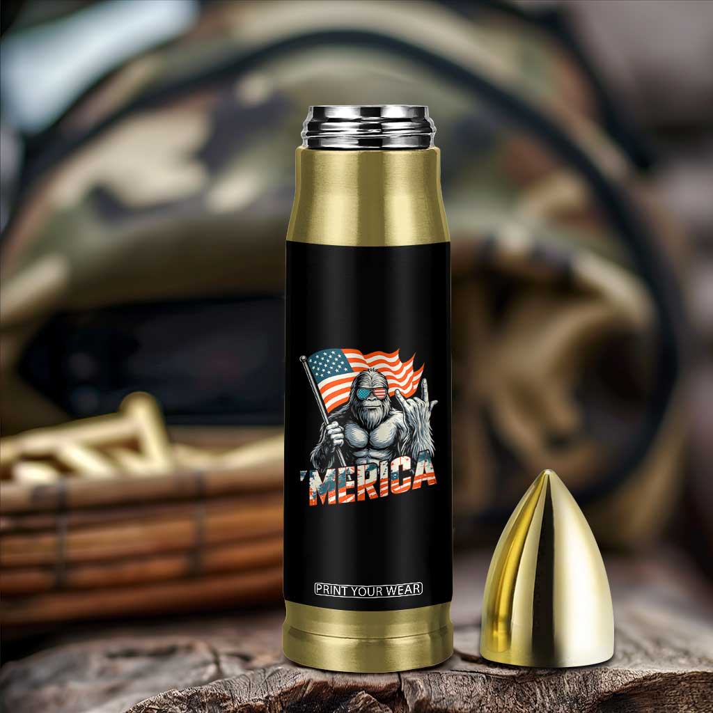 Funny Bigfoot Merica 4th Of July Bullet Tumbler American Flag Patriotic Sasquatch TS11 Print Your Wear