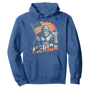 Funny Bigfoot Merica 4th Of July Hoodie American Flag Patriotic Sasquatch TS11 Royal Blue Print Your Wear