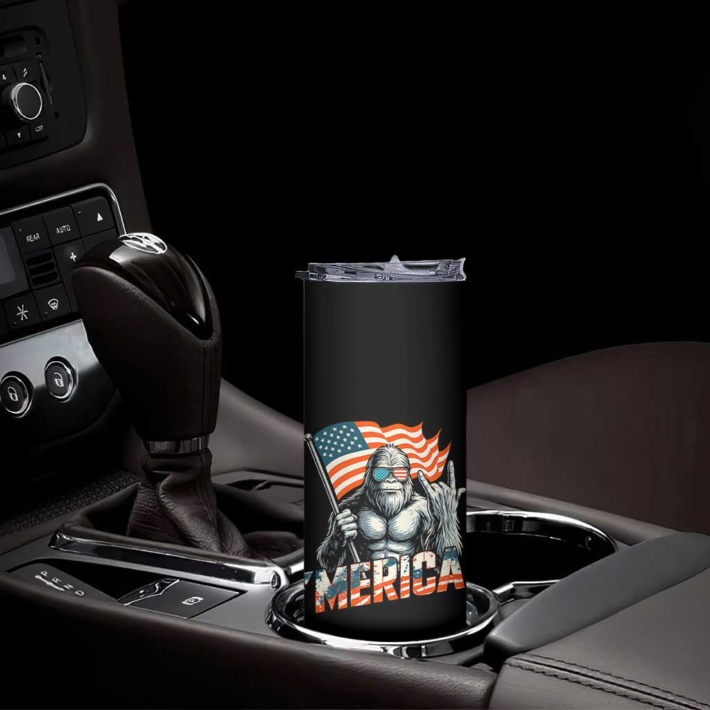 Funny Bigfoot Merica 4th Of July Skinny Tumbler American Flag Patriotic Sasquatch TS11 Print Your Wear