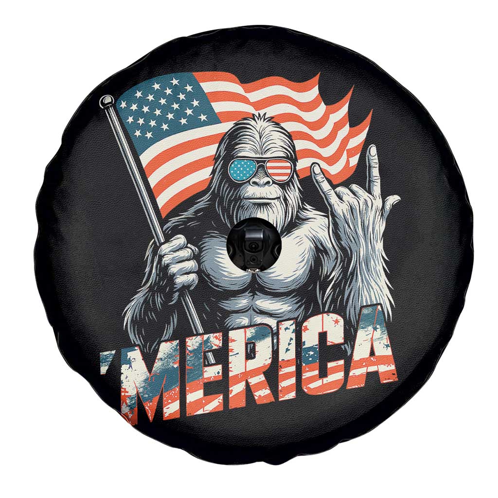 Funny Bigfoot Merica 4th Of July Spare Tire Cover American Flag Patriotic Sasquatch TS11 Print Your Wear