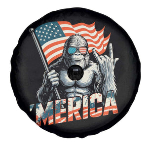 Funny Bigfoot Merica 4th Of July Spare Tire Cover American Flag Patriotic Sasquatch TS11 Print Your Wear