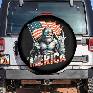Funny Bigfoot Merica 4th Of July Spare Tire Cover American Flag Patriotic Sasquatch TS11 No hole Black Print Your Wear