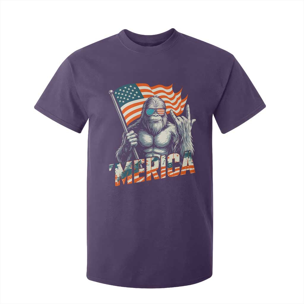 Funny Bigfoot Merica 4th Of July T Shirt For Kid American Flag Patriotic Sasquatch TS11 Purple Print Your Wear