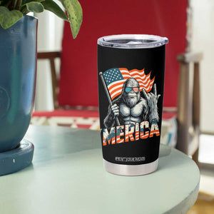 Funny Bigfoot Merica 4th Of July Tumbler Cup American Flag Patriotic Sasquatch TS11 Print Your Wear