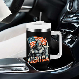 Funny Bigfoot Merica 4th Of July Tumbler With Handle American Flag Patriotic Sasquatch TS11 Print Your Wear