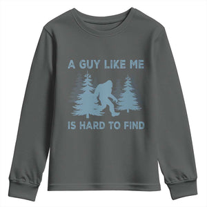 Funny Bigfoot Sasquatch Youth Sweatshirt A Guy Like Me Is Hard To Find Forest Silhouette TS02 Dark Heather Print Your Wear