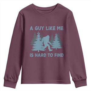 Funny Bigfoot Sasquatch Youth Sweatshirt A Guy Like Me Is Hard To Find Forest Silhouette TS02 Maroon Print Your Wear