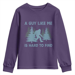 Funny Bigfoot Sasquatch Youth Sweatshirt A Guy Like Me Is Hard To Find Forest Silhouette TS02 Purple Print Your Wear