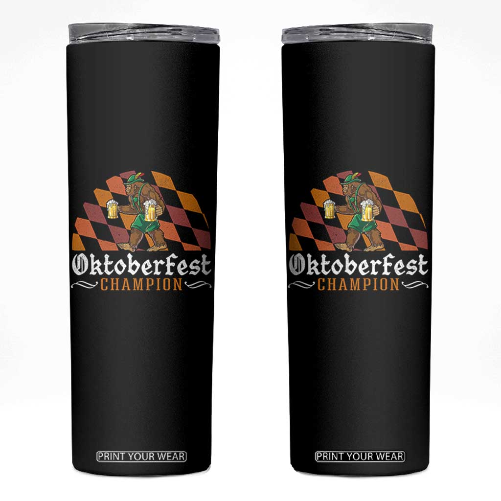 Funny Bigfoot Skinny Tumbler Oktoberfest Champion Beer Lederhosen TS11 Black Print Your Wear