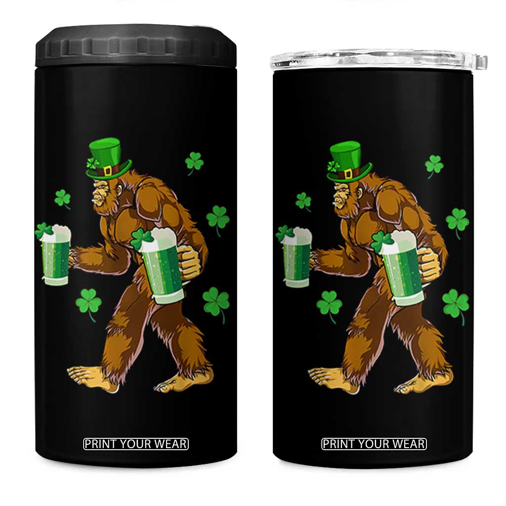 Funny Bigfoot St Patrick's Day Irish Beer Drinking 4 in 1 Can Cooler Tumbler TS11 One Size: 16 oz Black Print Your Wear