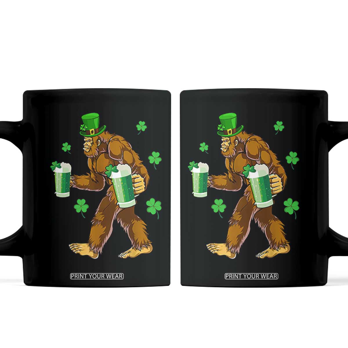 Funny Bigfoot St Patrick's Day Irish Beer Drinking Coffee Mug TS11 Black Print Your Wear