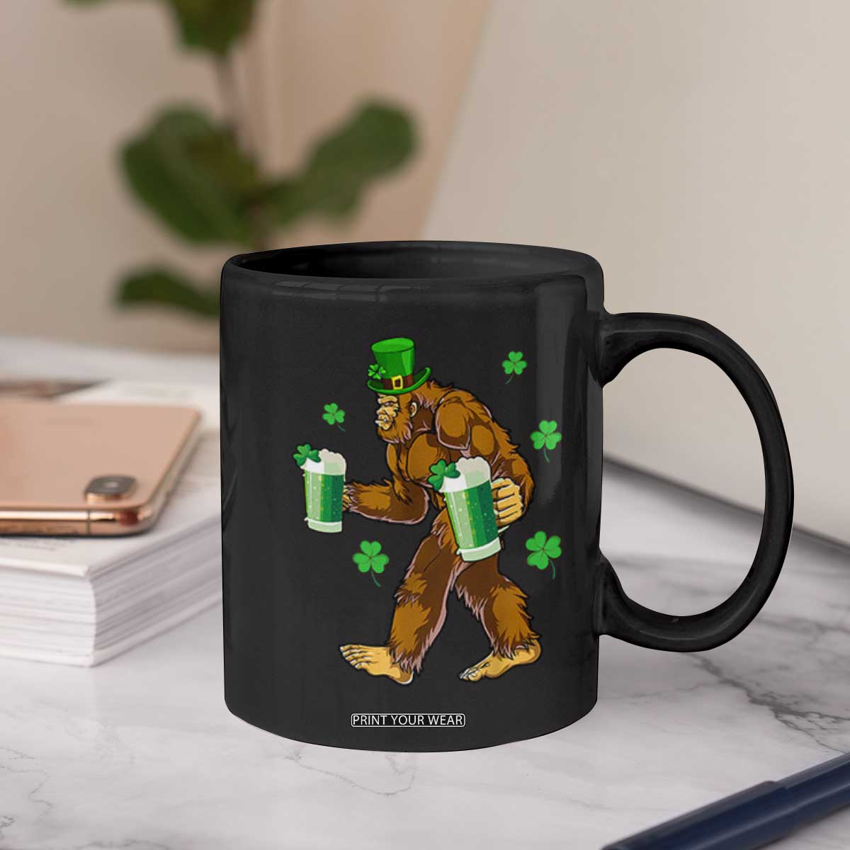 Funny Bigfoot St Patrick's Day Irish Beer Drinking Coffee Mug TS11 Print Your Wear