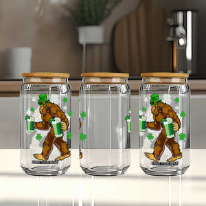 Funny Bigfoot St Patrick's Day Irish Beer Drinking Glass Can TS11 Print Your Wear