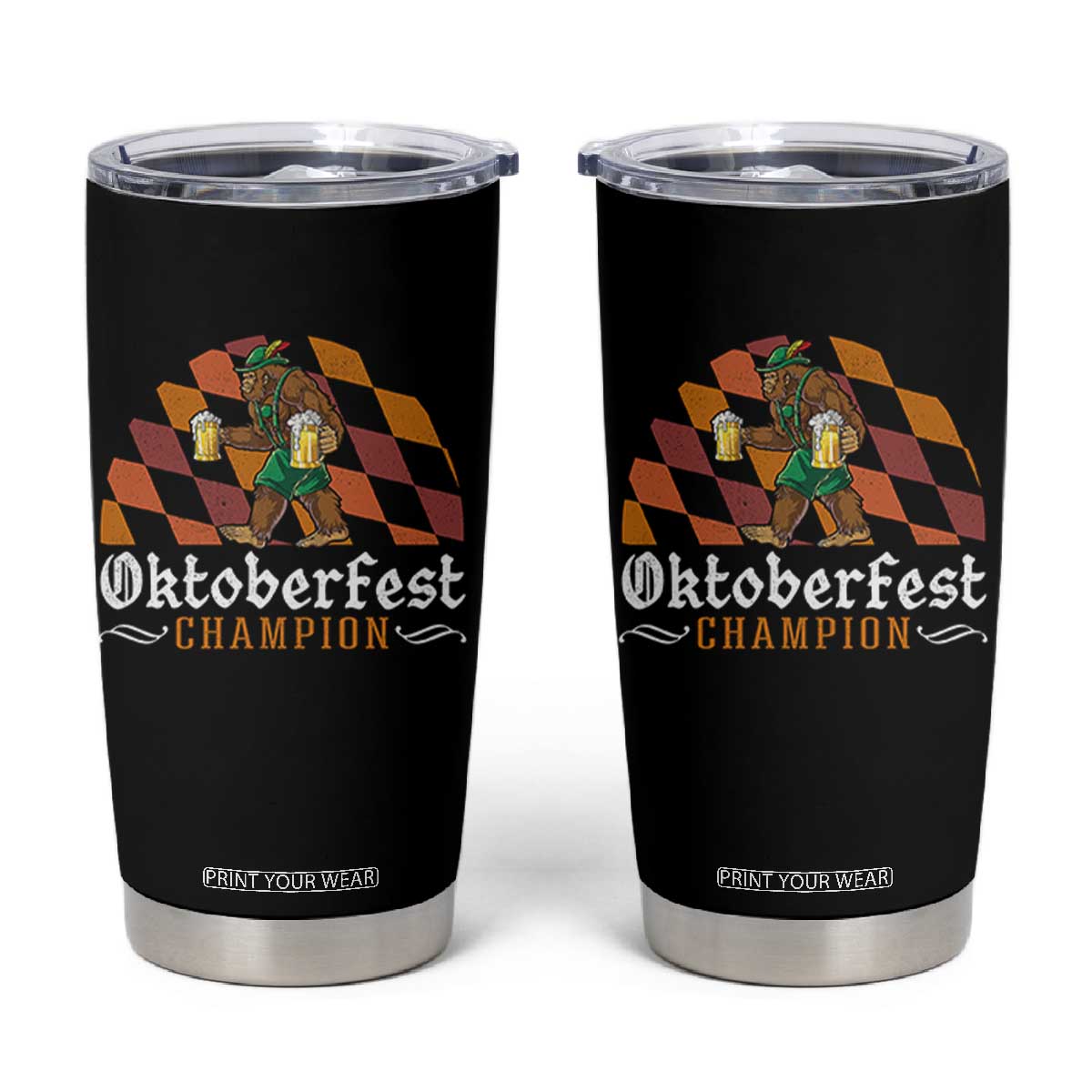 Funny Bigfoot Tumbler Cup Oktoberfest Champion Beer Lederhosen TS11 Black Print Your Wear