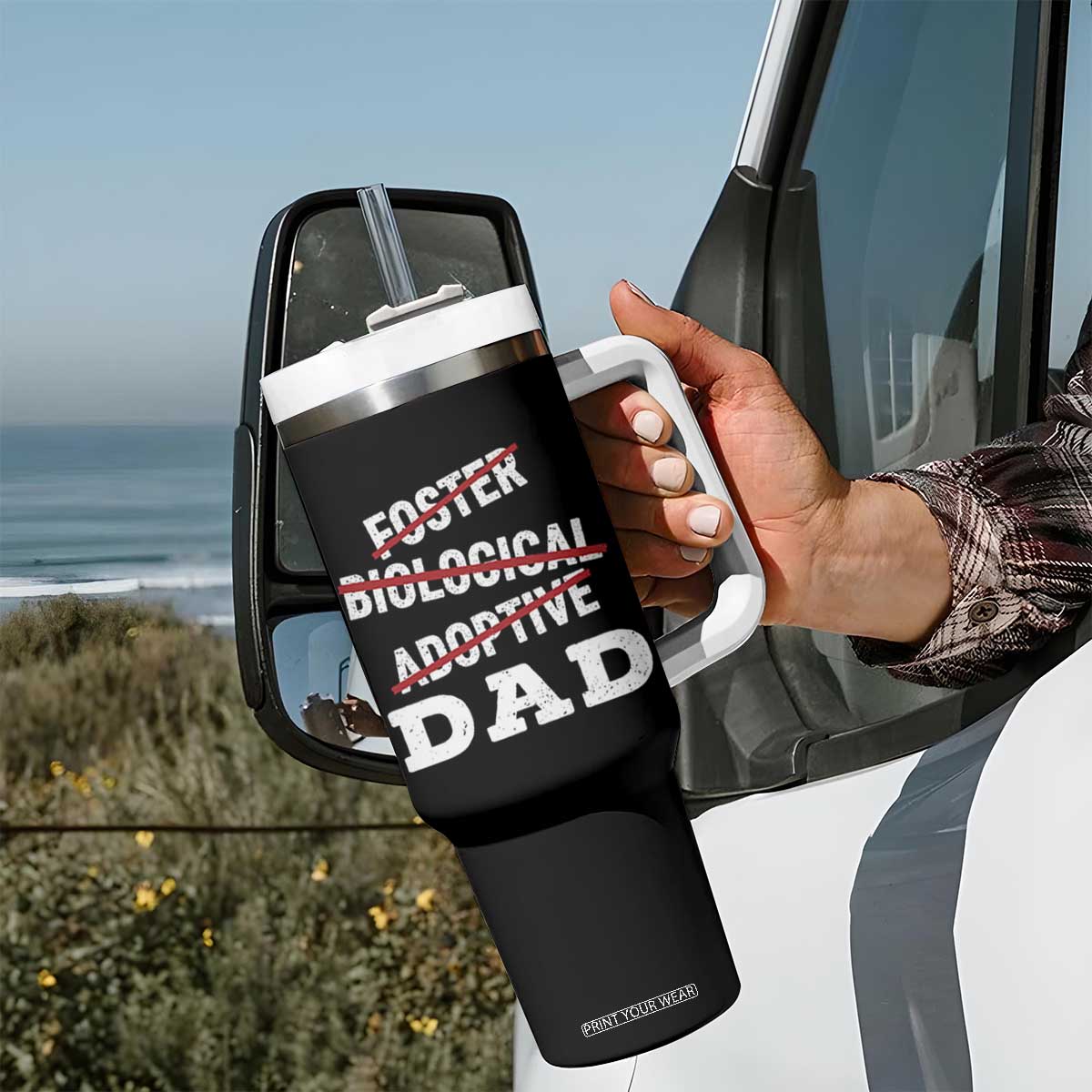 Funny Biological Adoptive Foster Dad Tumbler With Handle Fathers Day TS11 Print Your Wear