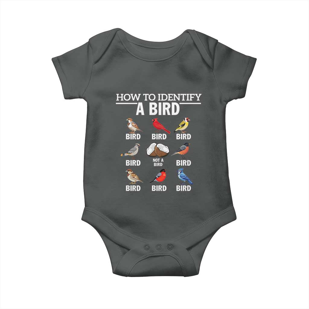 Funny Bird Watching Baby Onesie How To Identify A Bird TS02 Dark Heather Print Your Wear