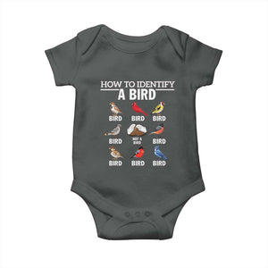 Funny Bird Watching Baby Onesie How To Identify A Bird TS02 Dark Heather Print Your Wear