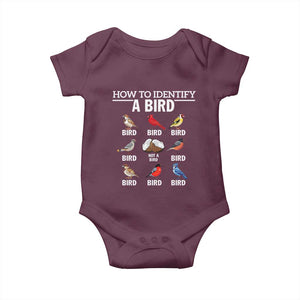 Funny Bird Watching Baby Onesie How To Identify A Bird TS02 Maroon Print Your Wear