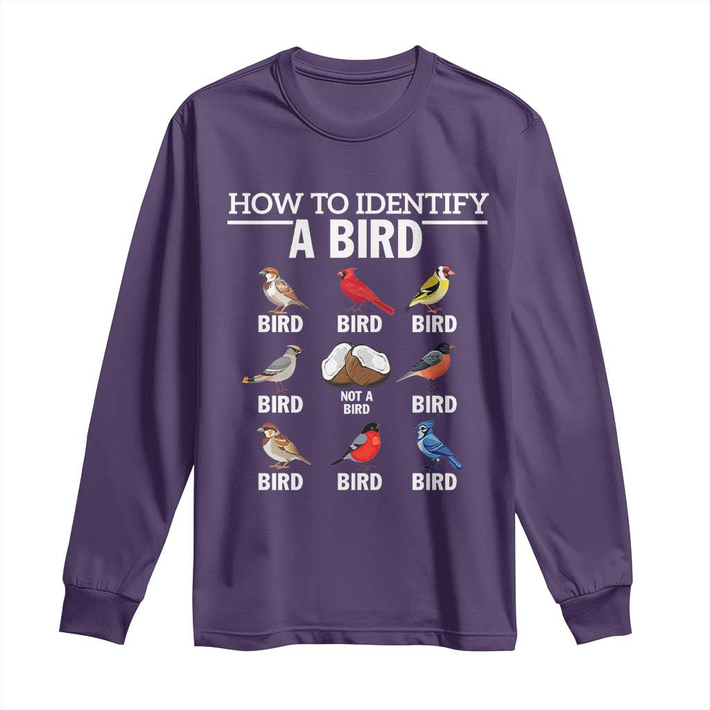 Funny Bird Watching Long Sleeve Shirt How To Identify A Bird TS02 Purple Print Your Wear
