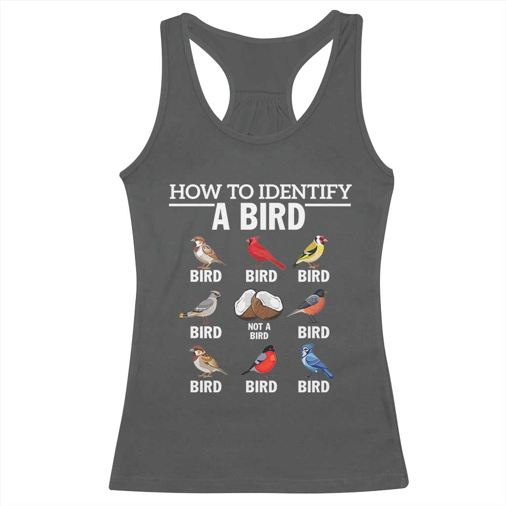 Funny Bird Watching Racerback Tank Top How To Identify A Bird TS02 Dark Heather Print Your Wear