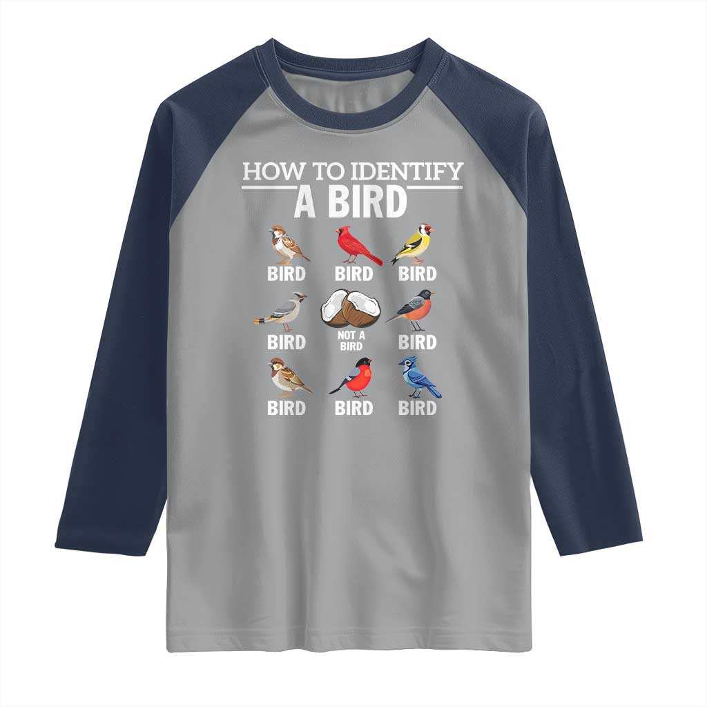 Funny Bird Watching Raglan Shirt How To Identify A Bird TS02 Sport Gray Navy Print Your Wear