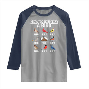 Funny Bird Watching Raglan Shirt How To Identify A Bird TS02 Sport Gray Navy Print Your Wear