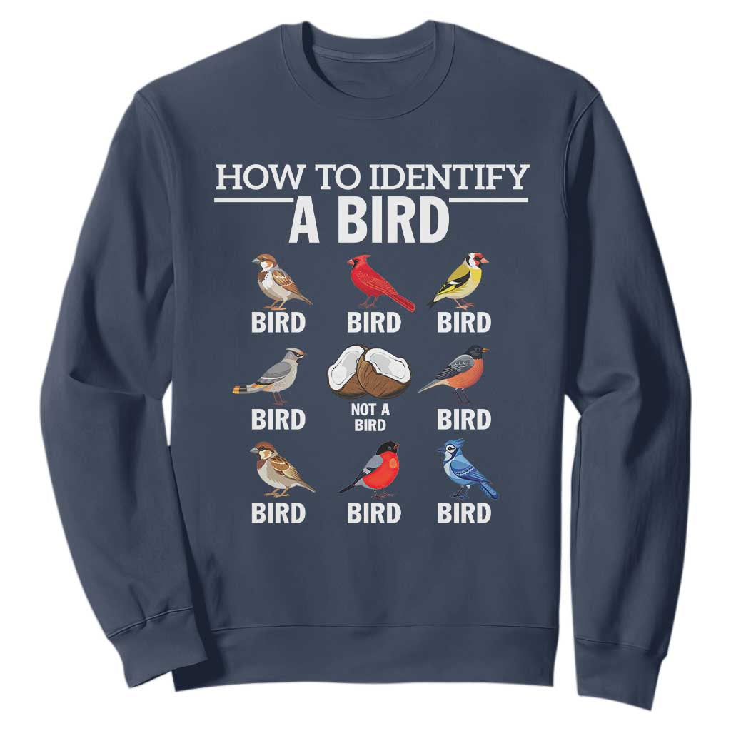 Funny Bird Watching Sweatshirt How To Identify A Bird TS02 Navy Print Your Wear