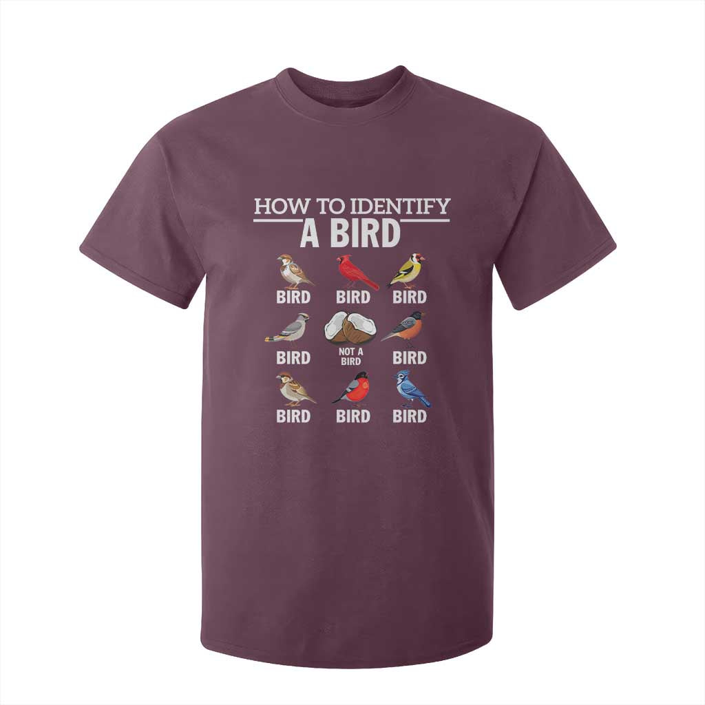 Funny Bird Watching T Shirt For Kid How To Identify A Bird TS02 Maroon Print Your Wear