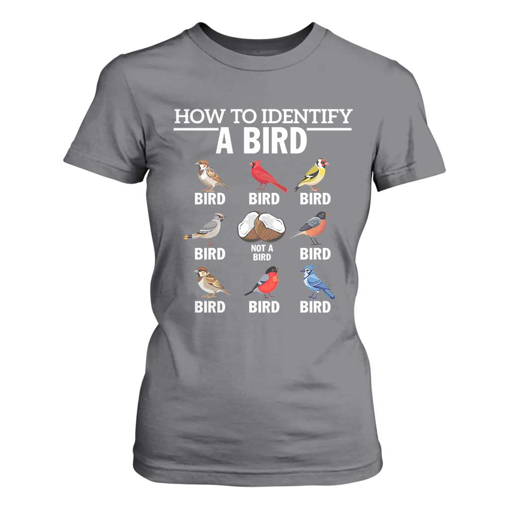Funny Bird Watching T Shirt For Women How To Identify A Bird TS02 Charcoal Print Your Wear