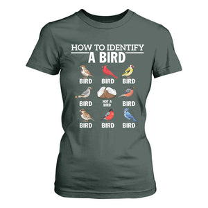 Funny Bird Watching T Shirt For Women How To Identify A Bird TS02 Dark Forest Green Print Your Wear