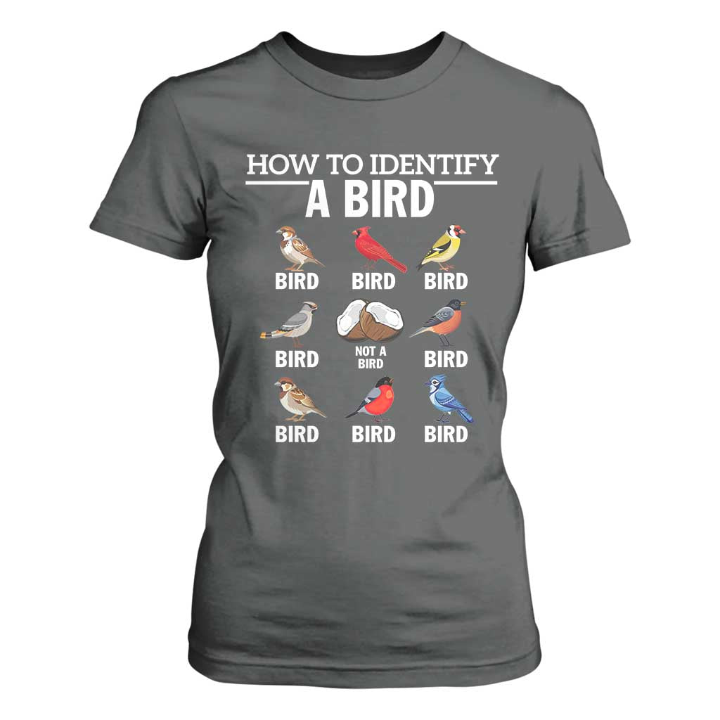 Funny Bird Watching T Shirt For Women How To Identify A Bird TS02 Dark Heather Print Your Wear