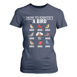 Funny Bird Watching T Shirt For Women How To Identify A Bird TS02 Navy Print Your Wear