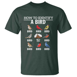 Funny Bird Watching T Shirt How To Identify A Bird TS02 Dark Forest Green Print Your Wear