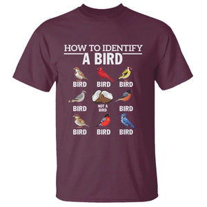 Funny Bird Watching T Shirt How To Identify A Bird TS02 Maroon Print Your Wear