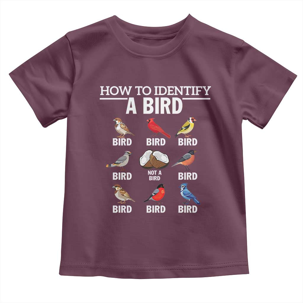 Funny Bird Watching Toddler T Shirt How To Identify A Bird TS02 Maroon Print Your Wear