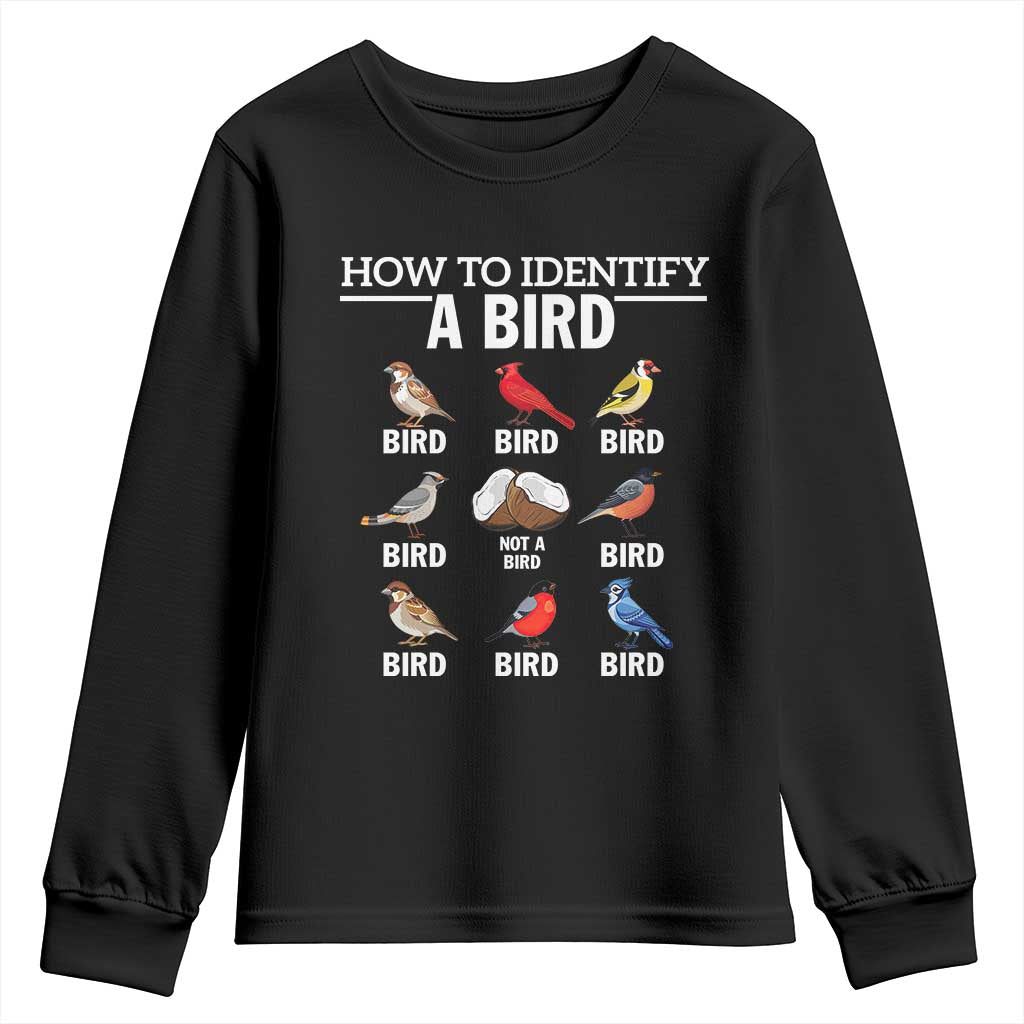 Funny Bird Watching Youth Sweatshirt How To Identify A Bird TS02 Black Print Your Wear