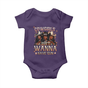 Funny Black African American Cowgirl Baby Onesie Cowgirls Just Wanna Have Fun TS11 Purple Print Your Wear