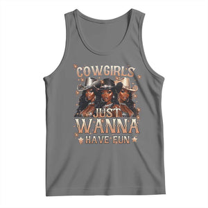 Funny Black African American Cowgirl Tank Top Cowgirls Just Wanna Have Fun TS11 Black Heather Print Your Wear