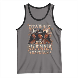 Funny Black African American Cowgirl Tank Top Cowgirls Just Wanna Have Fun TS11 Deep Heather Black Print Your Wear